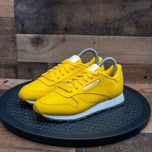 REEBOK CLASSIC LEATHER WOMENS ATHLETIC SHOES RETRO UTILITY YELLOW LOW SIZE 7